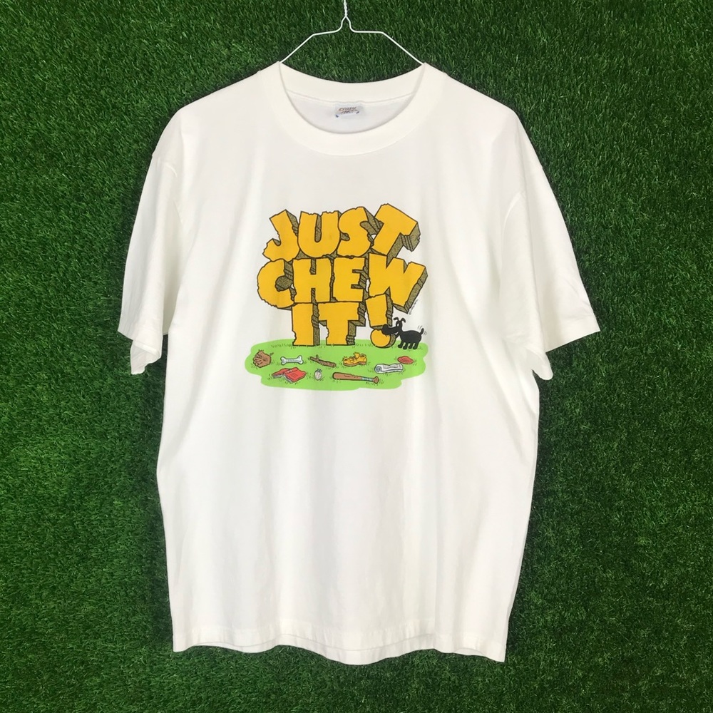 Vtg Dog Just Chew It Crazy Shirt Single Stitch